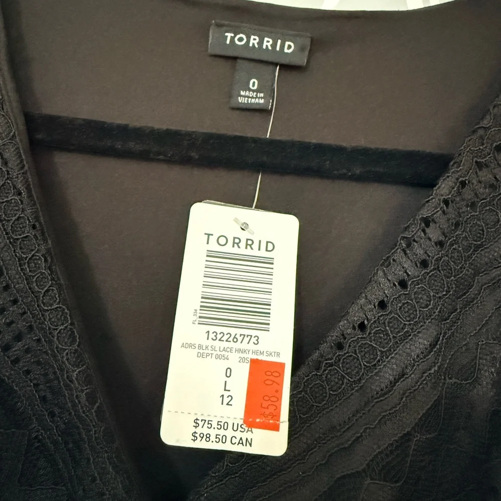 Torrid Mini Lace Handkerchief Hem Skater‎ Dress - Picture 6 of 6